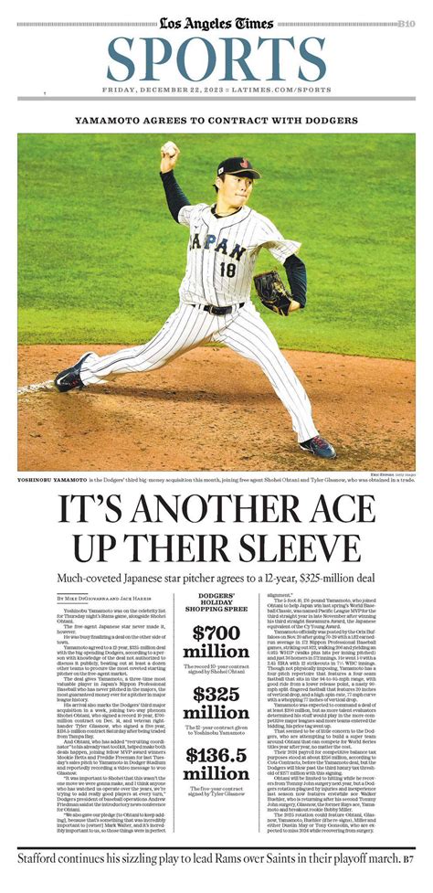 LA Times sports front page today : r/baseball