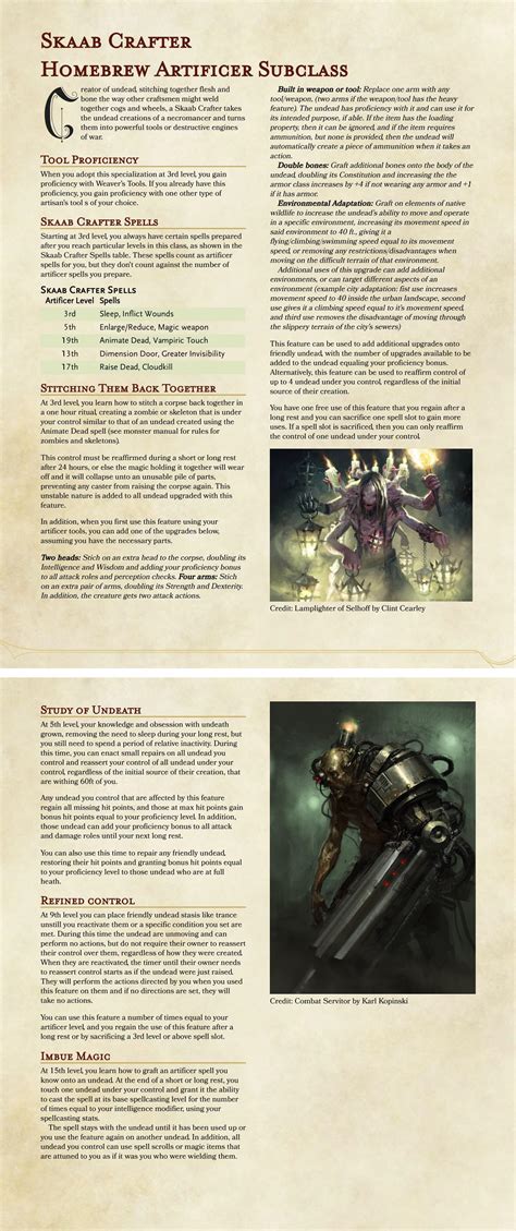 Skaab Crafter - Homebrew Artificer Subclass : r/DnDHomebrew