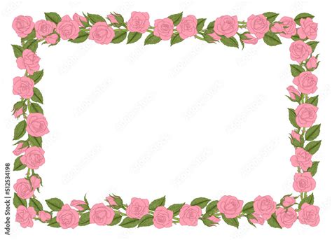 Roses Rose Flower Border Flowers Vintage Frame Stock Vector | Adobe Stock