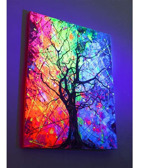 Neon Art Abstract Painting on Canvas Modern Wall Art UV Glow in the ...