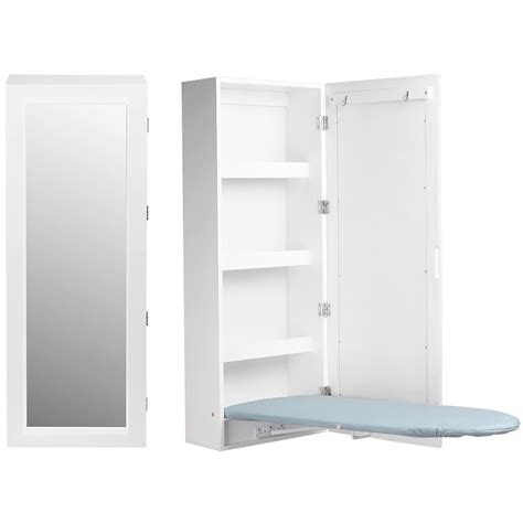 Built-in Ironing Board Cabinet with Mirror, 3-in-1 Mutifunctional Wall ...