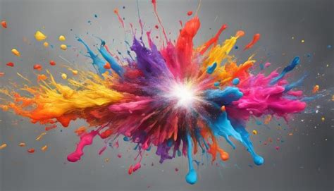 Premium Photo | Colorful splashes of paint on a gray background 3d rendering