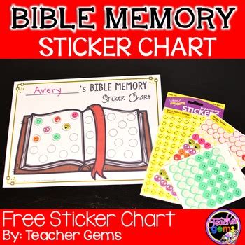 Bible Memory Sticker Chart by Teacher Gems | Teachers Pay Teachers