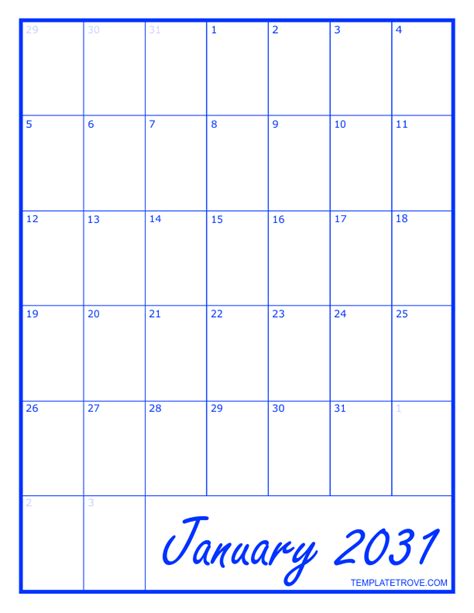 printable blank calendar templates - printable blank calendar templates ...