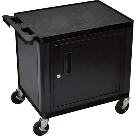 Luxor Utility Cart with Locking Steel Cabinet — 400-Lb. Capacity, 26in.H, Black, Model# LP26C-B ...