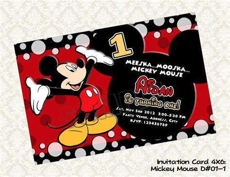 FREE Printable 1st Mickey Mouse Birthday Invitations | Drevio ...