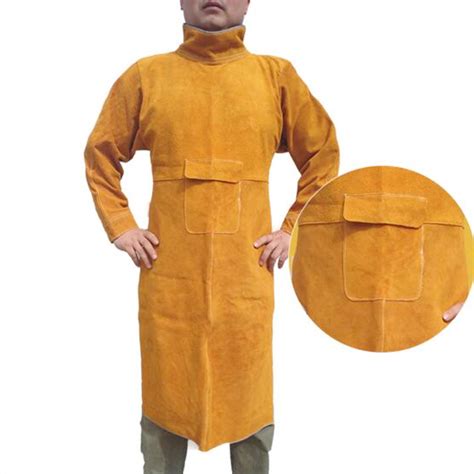 Durable Leather Welding Clothes Long Coat Apron Protective Clothing Apparel | Alexnld.com