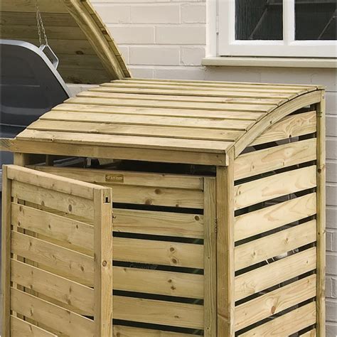 Rowlinson Wooden Triple Wheelie Bin Storage In Natural Timber ...