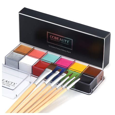 CCbeauty Professional Face Paint Oil Body Painting Art Party Fancy Make Up + Brushes Set (12 ...