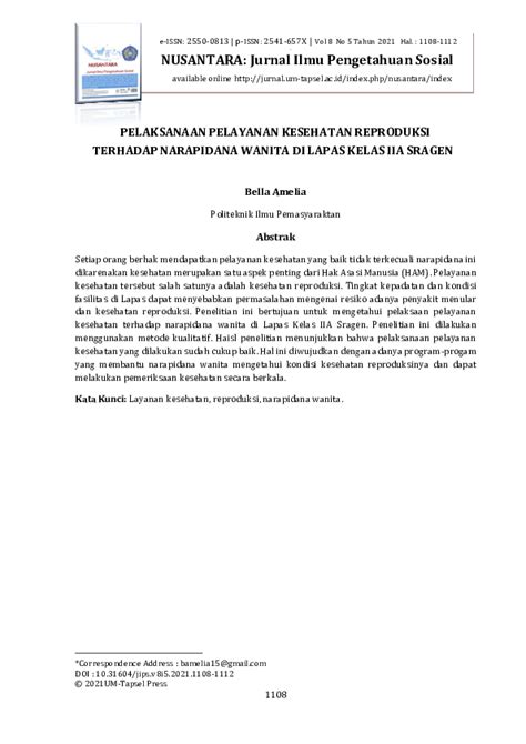 (PDF) Pelaksanaan Pelayanan Kesehatan Reproduksi Terhadap Narapidana ...