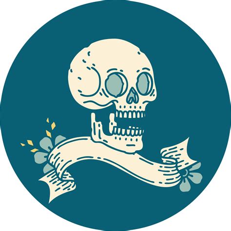 tattoo style icon with banner of a skull 11784964 Vector Art at Vecteezy