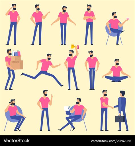 Man character animation poses Royalty Free Vector Image