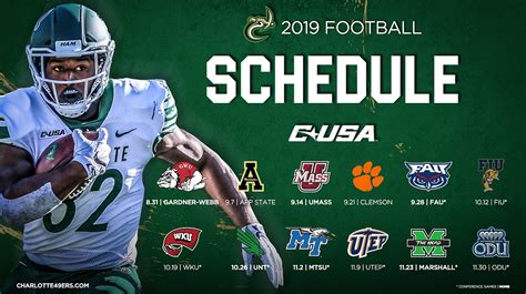 2019 Charlotte 49ers Football schedule - Charlotte 49er Football 🏈 ...