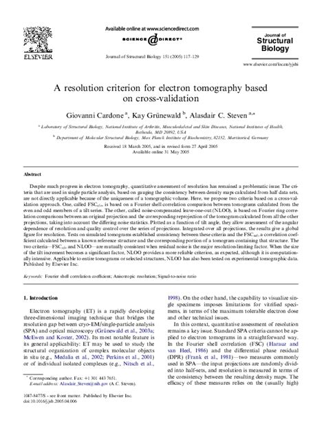 (PDF) A resolution criterion for electron tomography based on cross ...