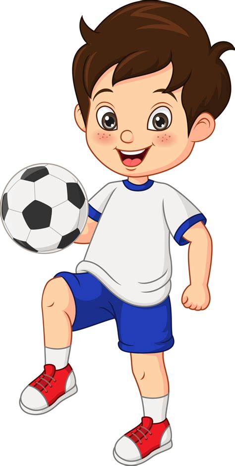 niño pequeño de dibujos animados jugando al fútbol 5112976 Vector en Vecteezy