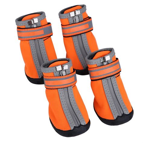 Winter Dog Warm Shoes Non Slip Rain Snow Pet Waterproof Booties for Small Big Dogs(Orange NO.3 ...