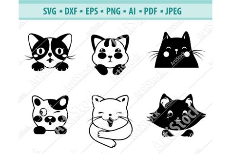 Kitten SVG, Cute cats Svg, Peeking kittens Dxf, Png, Eps