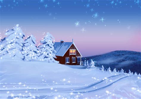 wallpaper house, snow, winter, landscape, art HD : Widescreen : High ...