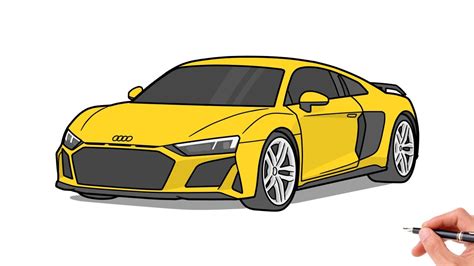 How to draw an AUDI R8 2021 /drawing audi r8 v10 performance 2020 - YouTube