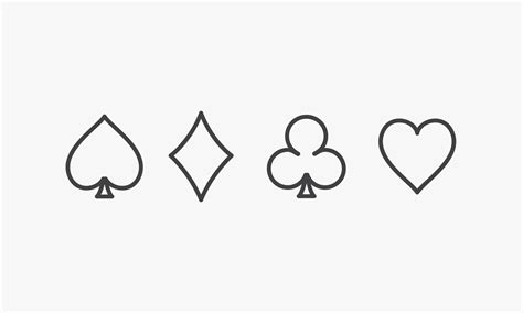 line icon symbol playing card spades diamonds clubs hearts isolated on ...