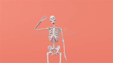 Fun Halloween Waving Skeleton Character. 3D Rendering Stock ...