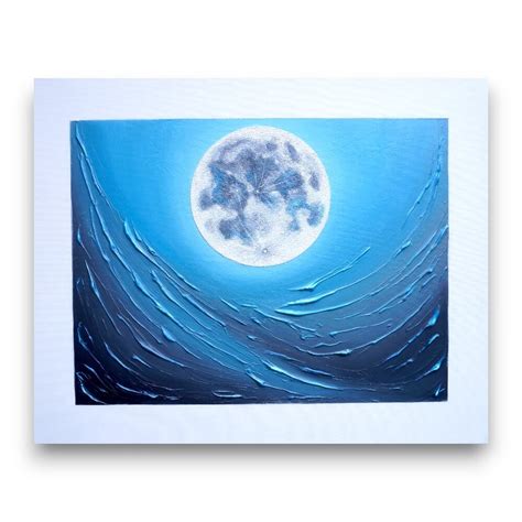 Lost In Moon - Acrylic Painting with a Serene Moon at its Center. | Art painting for sale