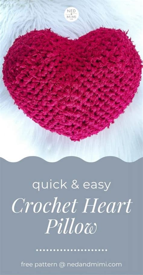 Easy Crochet Heart Pillow - Free Pattern | Ned & Mimi