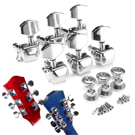 6 Pcs Electric Guitar Acoustic Guitar Part Machine Head Tuning Pegs 3L+3R Guitar Tuning Pegs Set ...