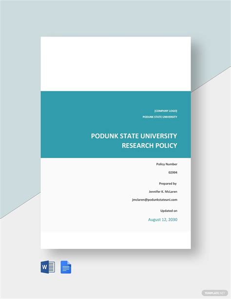 Research policy handbook template google docs word – Artofit