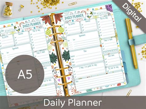 A5 Daily Planner Printable Filofax A5 size printable refills | Etsy