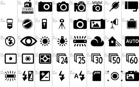 Digital Camera Symbols Windows font - free for Personal | Commercial ...