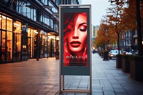 Premium AI Image | Captivating Outdoor City Street Advertisement Signboard Explore the Mockup ...