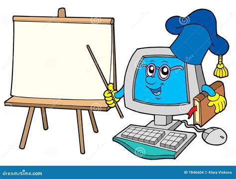 Computer Teacher with Table Stock Vector - Illustration of class ...