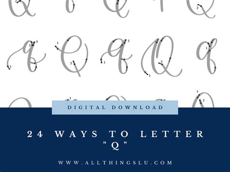 24 Ways to Letter Q Calligraphy Practice Guide Handlettering | Etsy