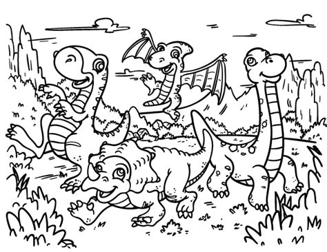 Printable Cartoon Dinosaur Coloring Page