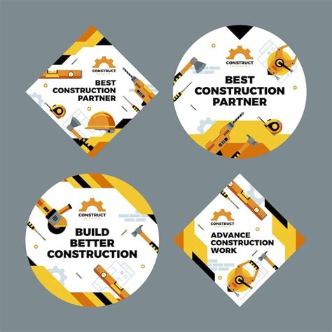 Free Vector | Flat design construction labels template