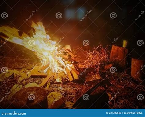 View of a Bonfire on a Dark Background Stock Photo - Image of bright ...