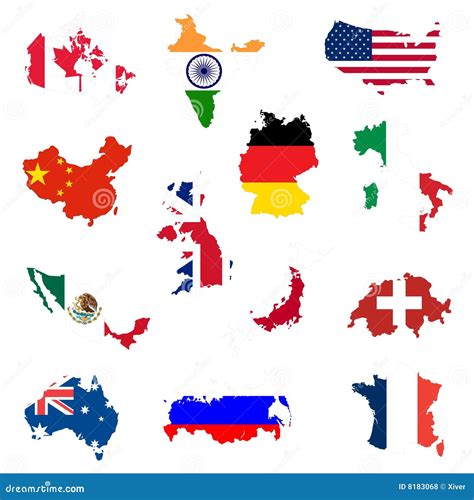 Country shaped flags stock vector. Image of country, geography - 8183068