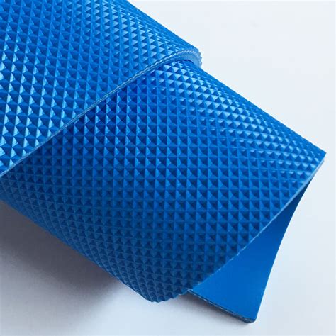 Custom embossed blue color diamond bottom and smooth surface pvc conveyor belt