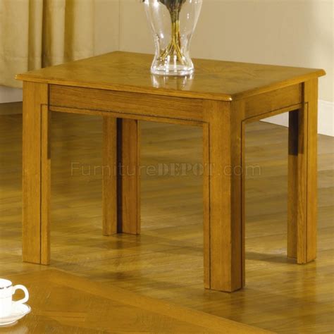 Oak Finish Modern 3Pc Coffee Table Set w/Parquet Tops