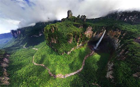 Dragon Falls, landscape, waterfall, river, Venezuela, Angel Falls ...