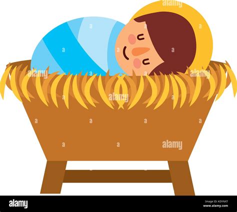 cartoon cute baby jesus christ in the crib christmas image Stock Vector Image & Art - Alamy