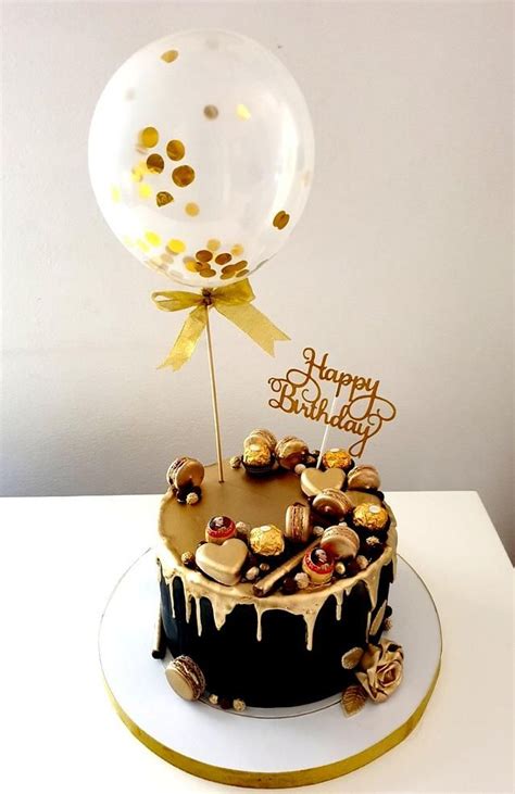 Golden cake by TORTESANJAVISEGRAD Golden Birthday Cakes, Happy Birthday Cake Images, Elegant ...