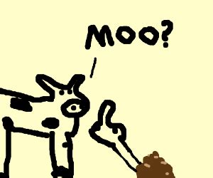 poo emoji talking to a cow - Drawception