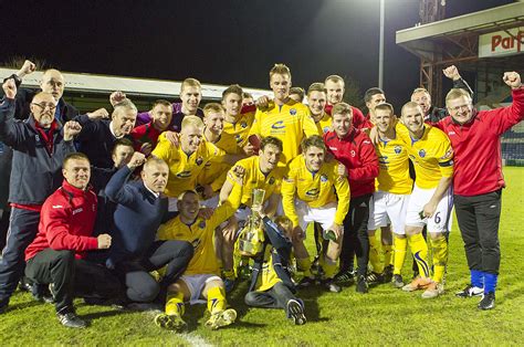 Warrington Town FC celebrate winning the Doodson Cup after beating ...