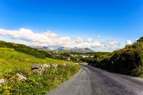 Wild Atlantic Way Road between Meadows, Beautiful Scenery and Blue Sky Stock Image - Image of ...