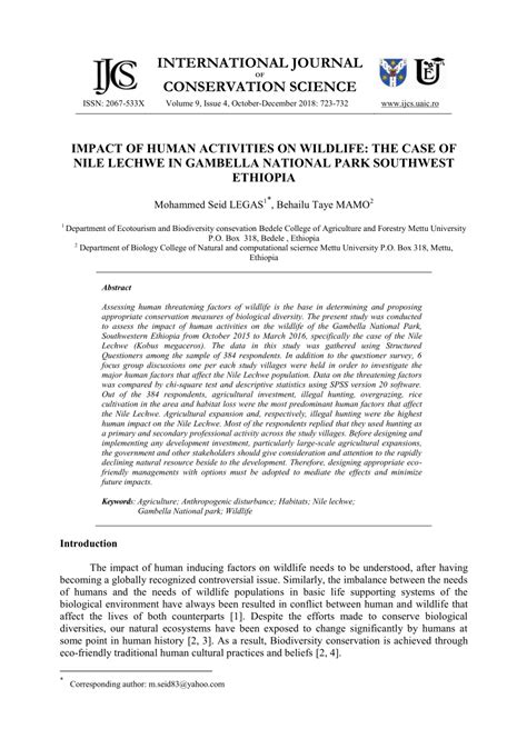 (PDF) INTERNATIONAL JOURNAL OF CONSERVATION SCIENCE IMPACT OF HUMAN ...