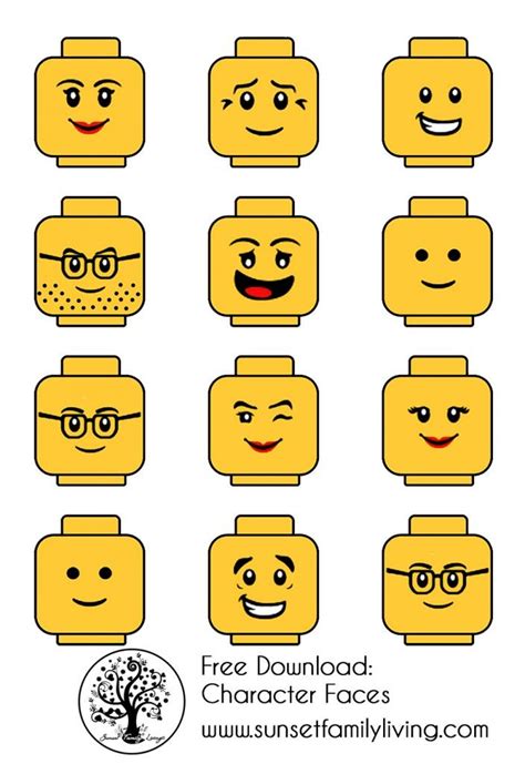 Lego Themed Birthday Party | Free Download – Sunset Family Living | Lego birthday, Lego faces ...