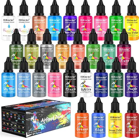 Amazon.com: Airbrush Paint Set - 28 Colors Airbrush Paint with 2 Airbrush Thinner, Ready to ...