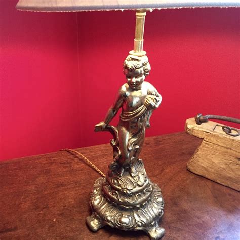 Antiques Atlas - Large Cherub Lamp Brass